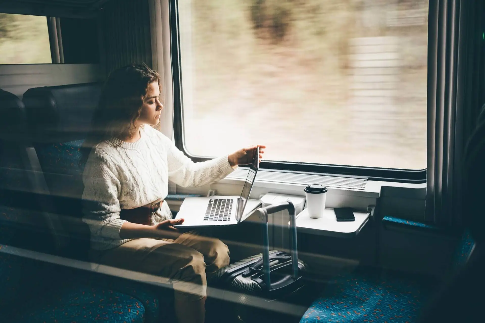 Woman working at the train